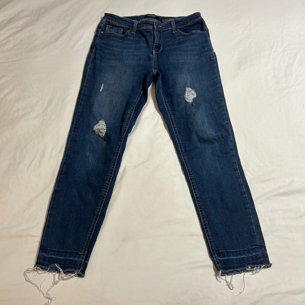 Buffalo David Bitton Jess Mid-Rise Skinny Jeans Distressed Dark Wash Womens 6/28